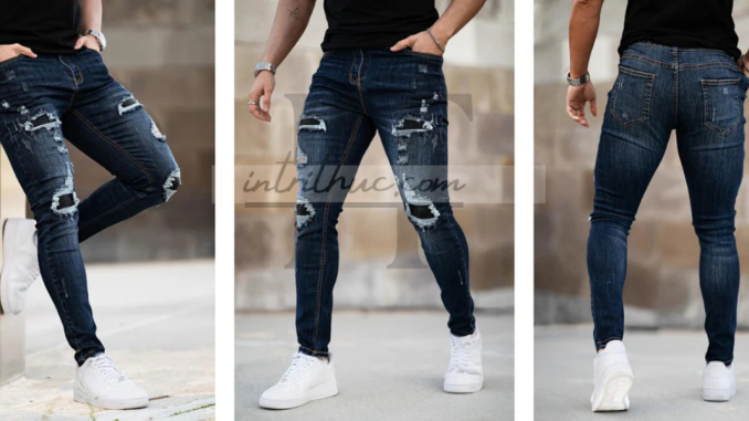 distressed slim-fit jeans