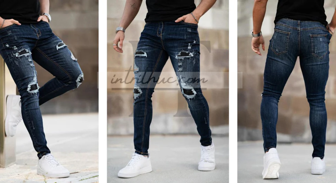 distressed slim-fit jeans